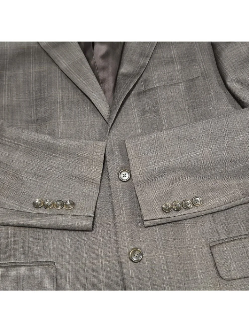 Jones New York Brown 100% Wool Full Suit 2 Piece Set 2 Button Notch 40L 35x30